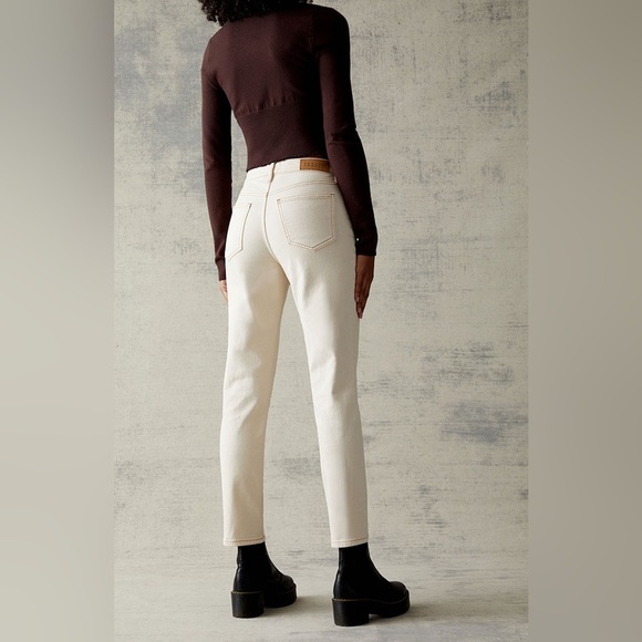 PACSUN | Stretch Mom High Rise Cream Denim Straight Leg Pants - Picture 16 of 16